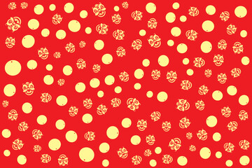 Red, orange Chinese new year Present Gift box, cute Lion dance, mandarin orange seamless background texture, New Year festival, celebration, gift, present box paper, backdrop