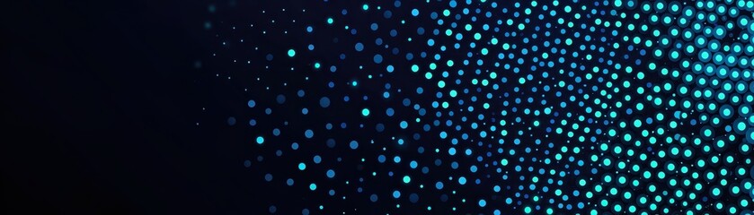 Abstract Blue and Teal Glowing Dot Pattern Background Digital Art Technology Texture