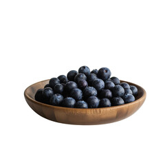 Fresh Blueberries on Rustic Plate on transparent background.