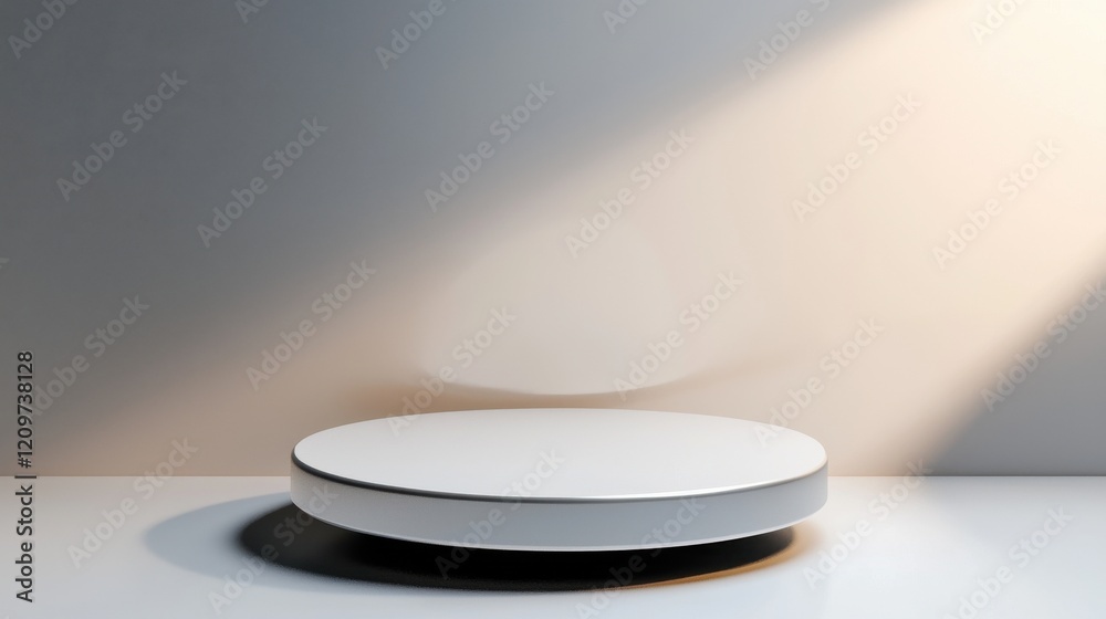 Aufkleber A minimalistic, floating podium with a smooth texture and a light gradient in the background