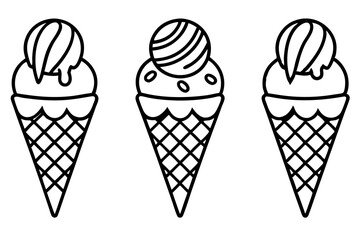 Modern Ice Cream Cone Vector Set