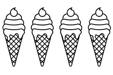 Modern Ice Cream Cone Vector Set