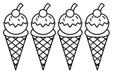 Modern Ice Cream Cone Vector Set