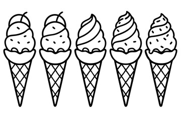 Modern Ice Cream Cone Vector Set
