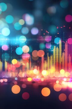 Interactive scatter plots glowing with financial data streams