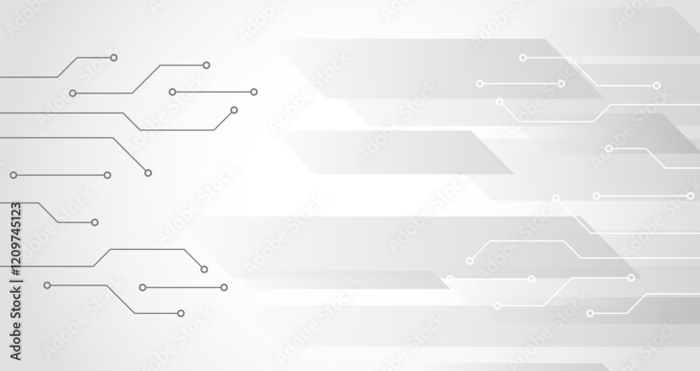 Aufkleber Abstract modern digital science technology futuristic circuit board. Cyber connection on the grey background. Hi-tech communication design. Electronic vector illustration.