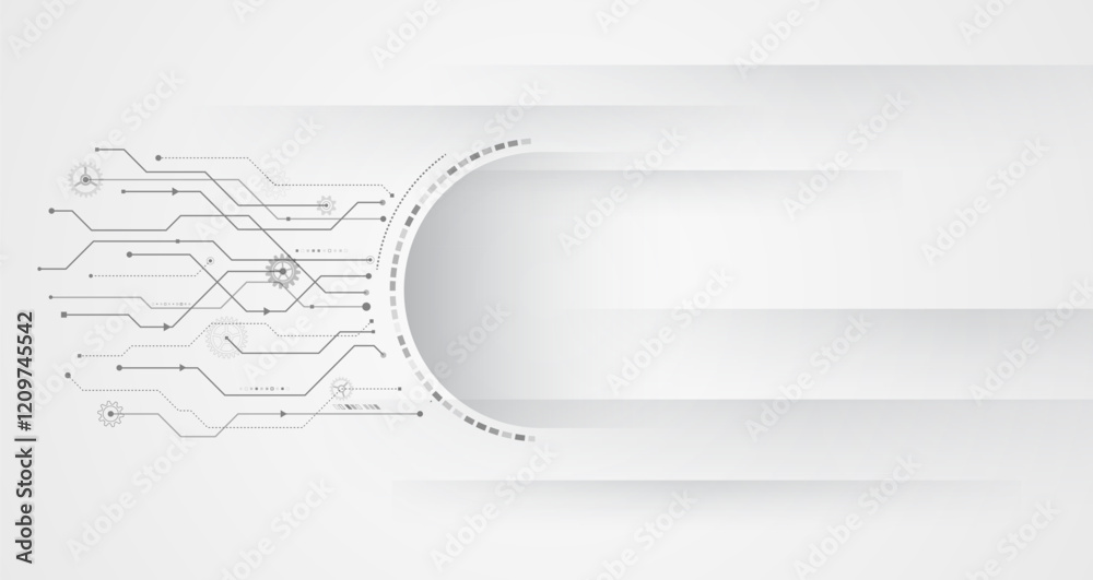 Aufkleber Sci-fi concept for presentation or banner. Abstract futuristic circuit board. High tech digital technology design. High computer technology elements on a grey background.