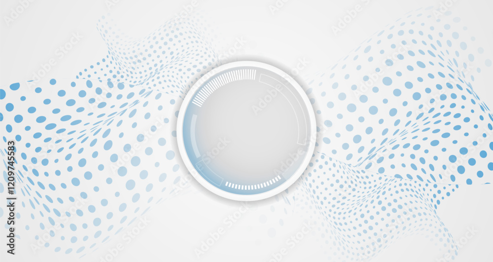 Poster Sci-fi gray background with various technology elements. Science concept, circles with shadows and lines. Abstract hi tech communication for presentation or banner.