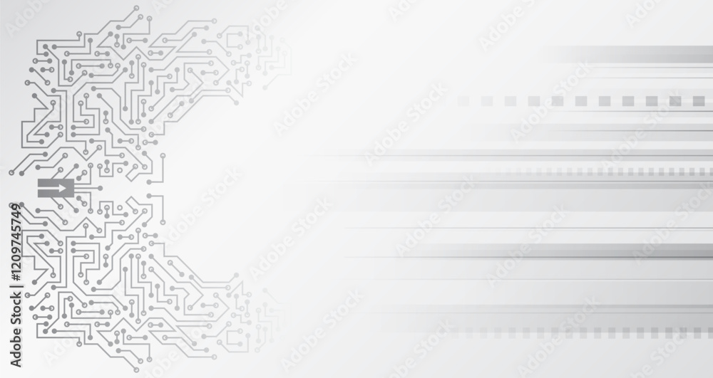 Wall mural high computer technology elements on a grey background. sci-fi concept for presentation or banner. a