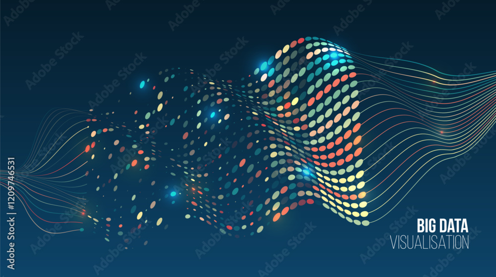 Fototapete Structuring the flow of information. Data analytics concept. Sorting a large amount of data on a dark background. Big data visualization. Futuristic network or business analytics.