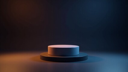 3d render mockup of product stand for advertising with dark ambient lighting