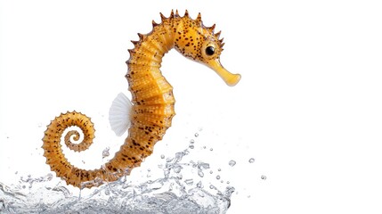 Fototapeta premium Yellow Seahorse in Water Splash