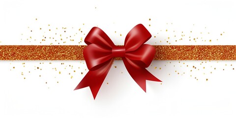 Red Satin Ribbon Bow Isolated on White Background, Simple Style, PNG Transparent