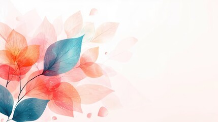 Fototapeta premium Pastel spring idea. A vibrant abstract representation of colorful leaves on a soft background.
