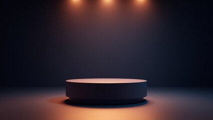 3d render mockup of product stand for advertising with dark ambient lighting