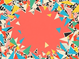 Obraz premium Colorful Triangles Forming A Frame Around Coral Background