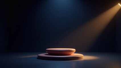 3d render mockup of product stand for advertising with dark ambient lighting