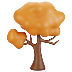 3d rendering autumn icon concept. 3d render autumn tree icon