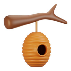 3d rendering autumn icon concept. 3d render bee hive icon