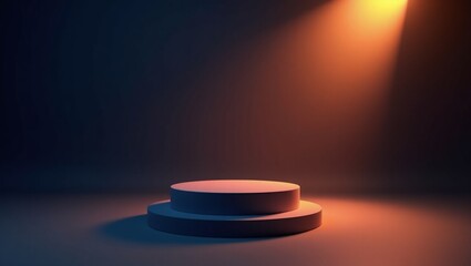 3d render mockup of product stand for advertising with dark ambient lighting