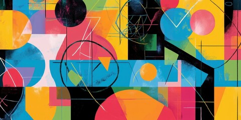 Fototapeta premium Abstract Geometric Composition In Vibrant Hues