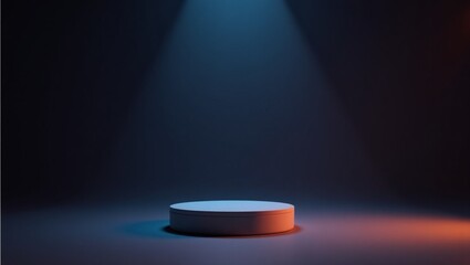 3d render mockup of product stand for advertising with dark ambient lighting