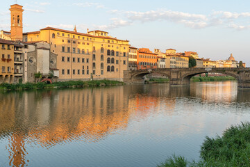Bridge of the Holy Trinity over the Arno River in Florence. Tuscany