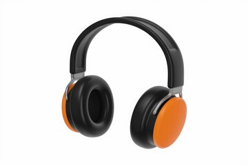Black and orange over-ear headphones, modern design, comfortable listening experience.