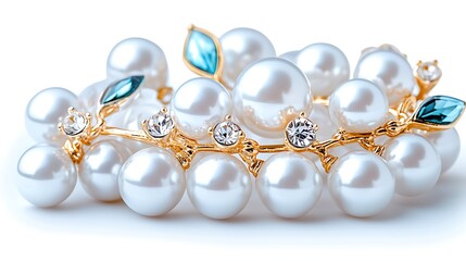 Obraz premium Elegant Pearl Bracelet with Gold Gemstones