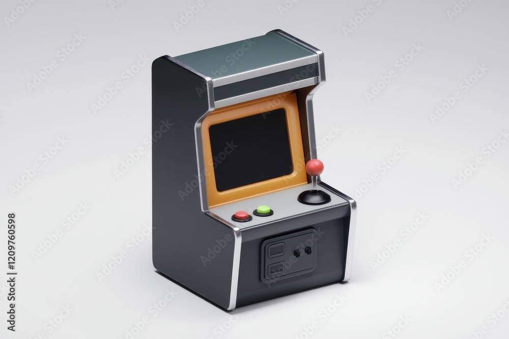 Aufkleber A miniature retro arcade game console with joystick and buttons.