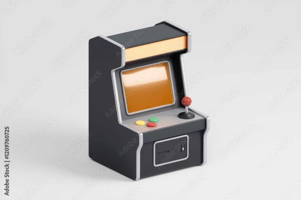 Poster A retro-style arcade game cabinet with a joystick and buttons, ready to play.