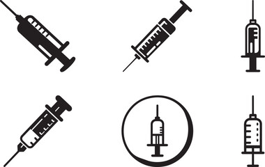  Syringe icon set bundle  silhouette vector illustration Hospital and medical health care