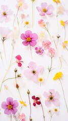 Fototapeta premium Real pressed only petal spring flowers backgrounds blossom pattern