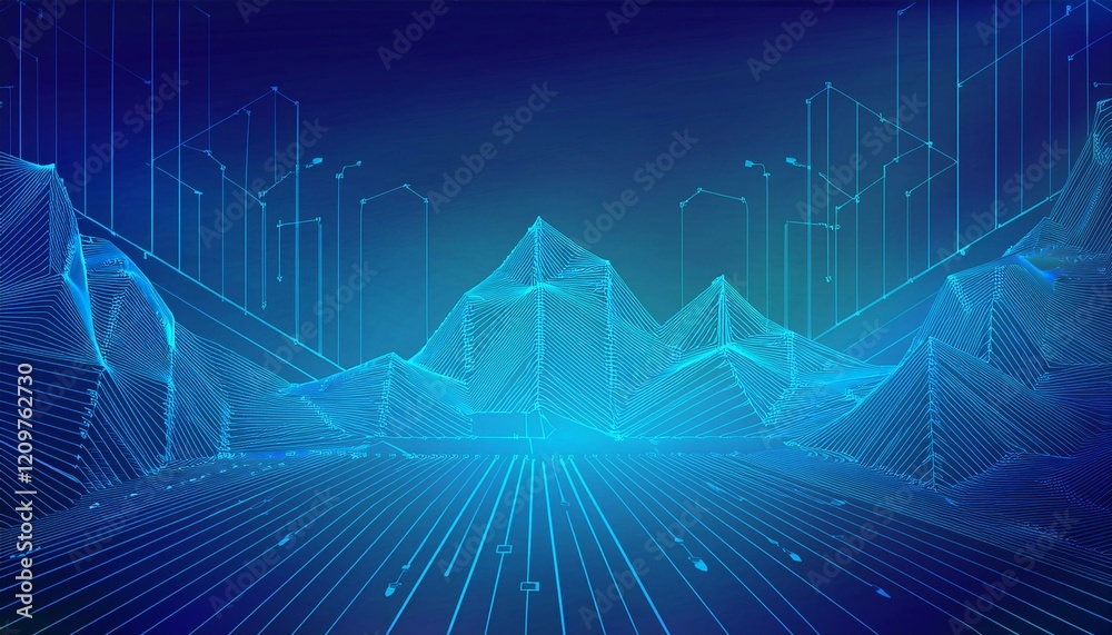 Poster blue blockchain background gradient banner. generated image