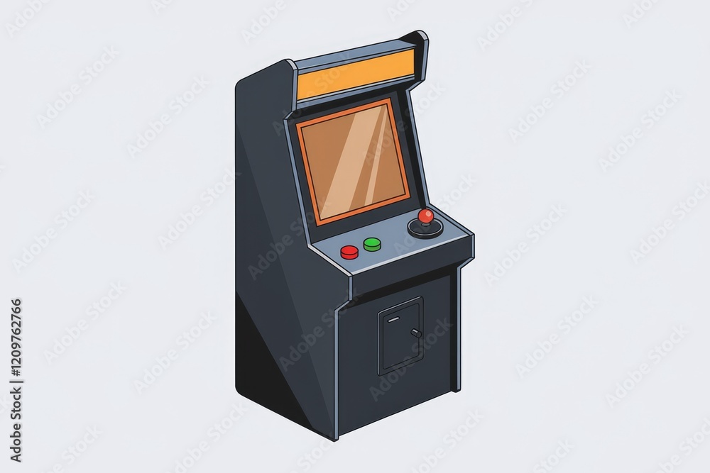 Poster A classic arcade game machine with joystick and buttons, ready to play.