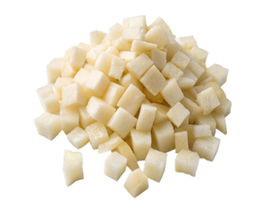 Finely diced garlic isolated on a white transparent background, fresh and aromatic, perfect for seasoning packaging, gourmet food branding, recipe blogs, healthy cooking ads, organic ingredient promot