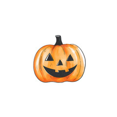 A cheerful pumpkin with a carved face, perfect for Halloween decorations., isolated on a transparent background.