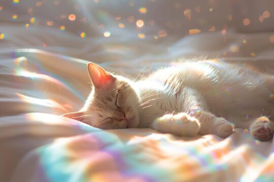 Cat sleep photo bed furniture blanket