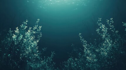 Fototapeta premium Underwater Flora Illuminates Deep Ocean Scene