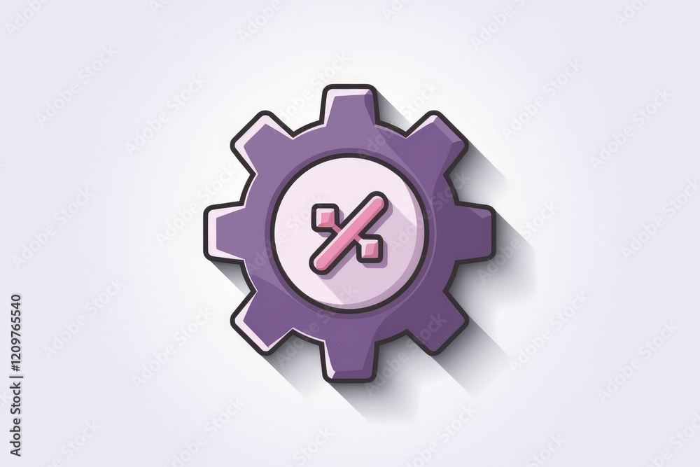 Poster Purple gear with a pink cross signifying settings and configuration changes.
