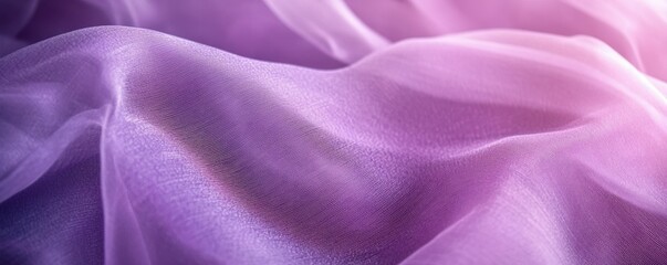 Obraz premium Purple translucent fabric background, abstract close up of delicate fibers, shiny texture creating a soft and dreamy atmosphere Ideal for fashion and design