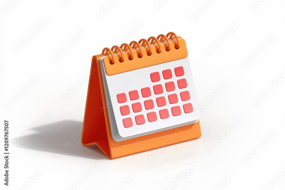 Poster A vibrant orange desk calendar with red dates, showcasing a simple and effective design for scheduling.