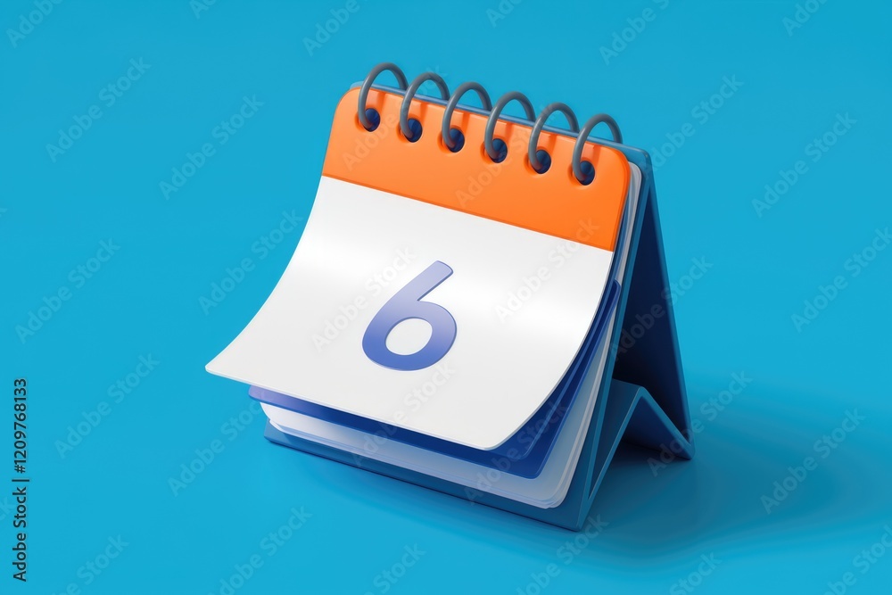 Aufkleber a 3d rendered image of a desk calendar displaying the 6th of the month.