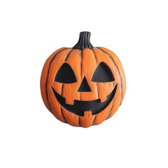 A vibrant Halloween pumpkin with a classic carved face, perfect for festive decoration., isolated on a transparent background.