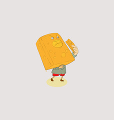 Playful Cartoon Cheese Character illustration - Fun and whimsical design