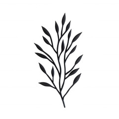 Naklejka premium An elegant leaf branch with delicate details on a transparent background., isolated on a transparent background.