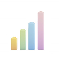 Colorful bar chart representing growth and progress in business metrics., isolated on a transparent background.