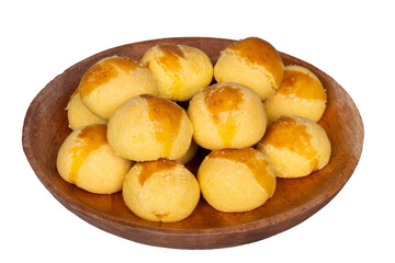 Nastar cake on a wooden serving plate isolated transparent