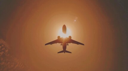 Majestic Airplane Silhouette at Sunset
