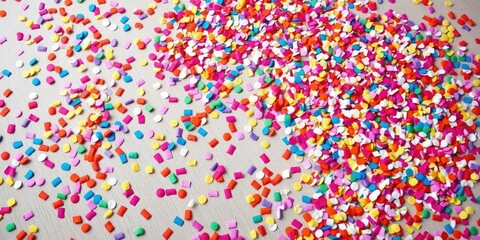 Confetti scattered on the floor with bright colors, parties decor, colorful decor